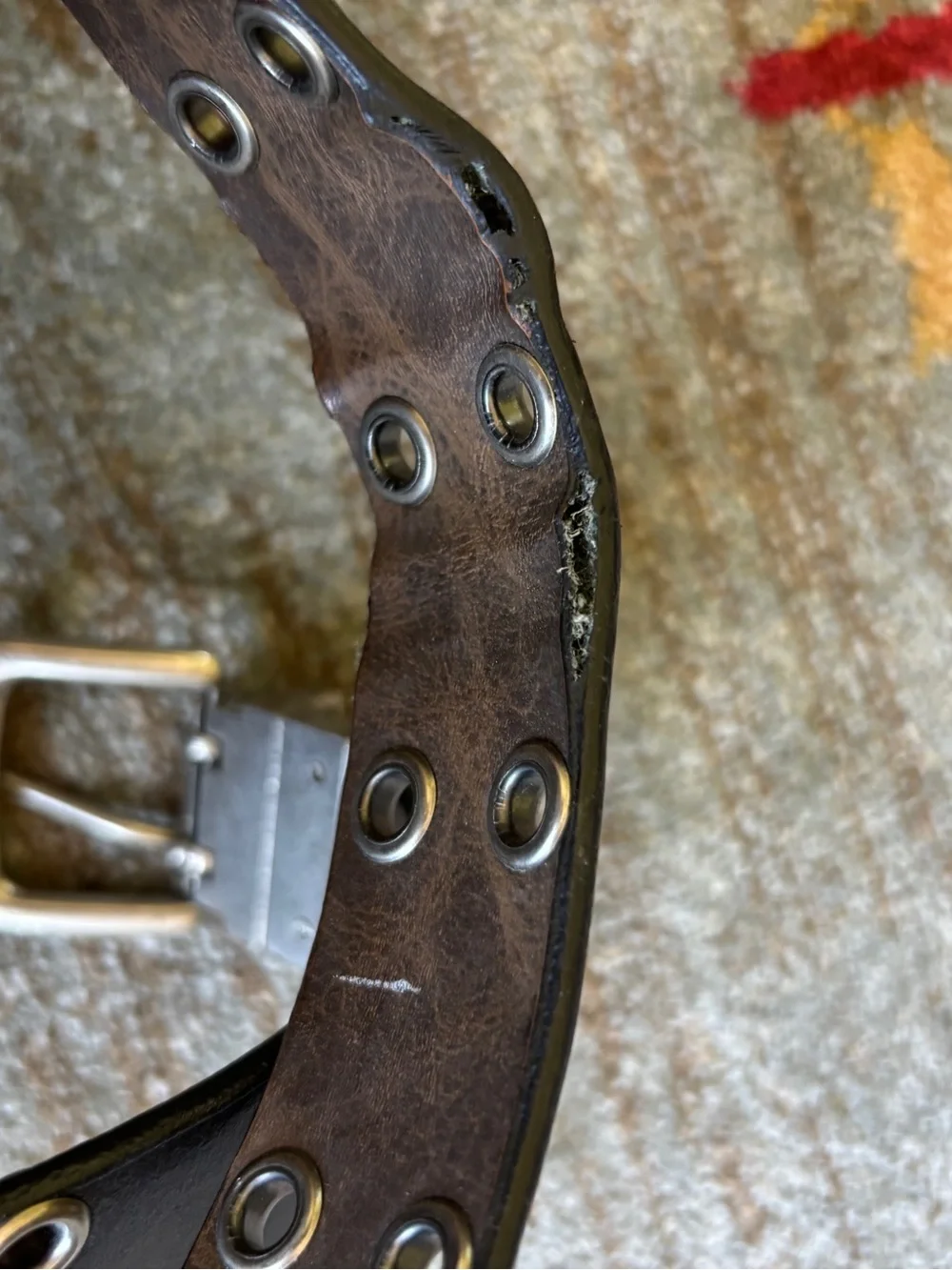 Y2k punk rock core leather belt with silver hole accents